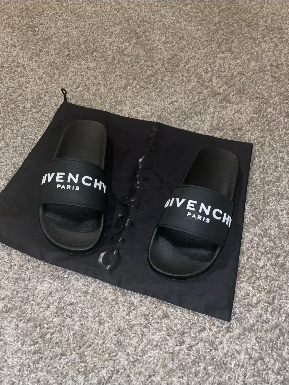 Givenchy Black Logo Strap Slide Sandals